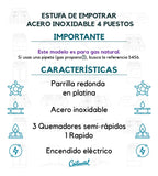 Estufa Empotrar Acero Inoxidable 61*51 Cm Gas Natural 5463 Gris