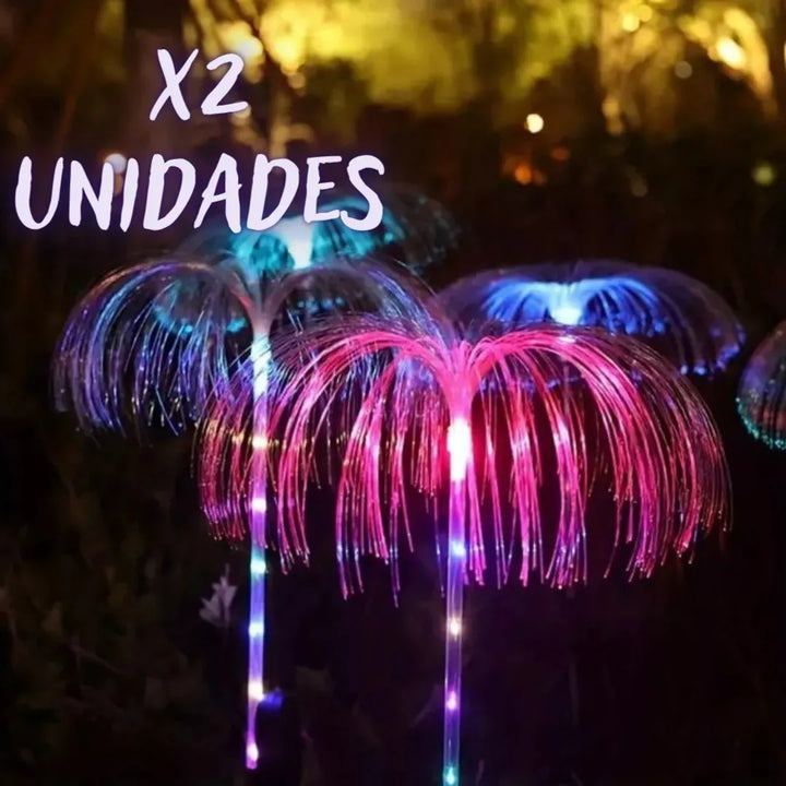 2 Luces Solares De Medusas Lámparas De Fibra Óptica Inalámb Multicolor