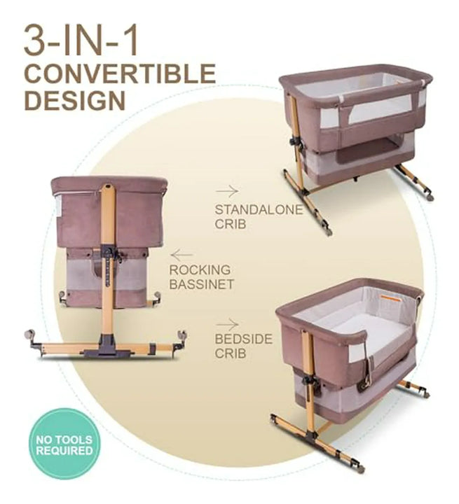 Cuna Colecho 3 En 1 Con Balancín Y Cesta De Almacenamiento