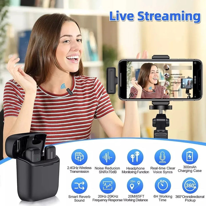 Microfono Lavalier Inalambrico Lightning Con Estuche Carga