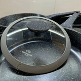 Juego De Sartenes En Mármol Renahouse Tapa De Vidrio 6 Pcs Color Negro