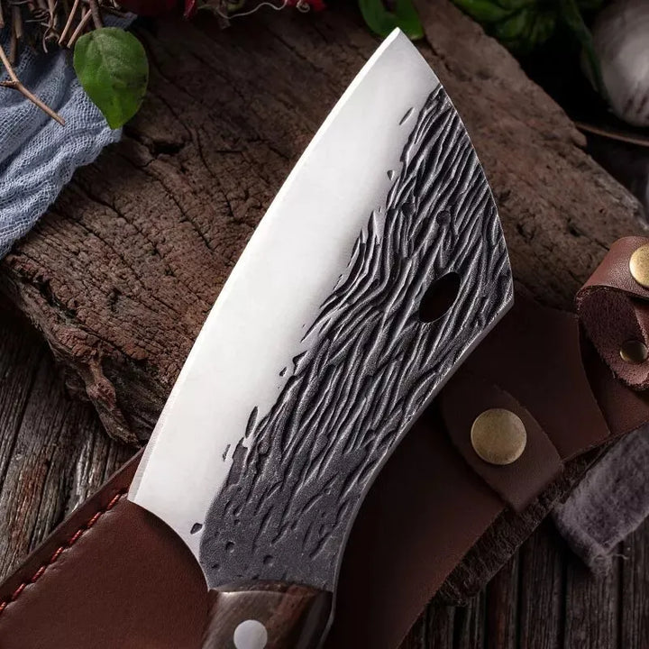 Cuchillo Vikingo Acero Profesional Carnicero Hacha + Funda