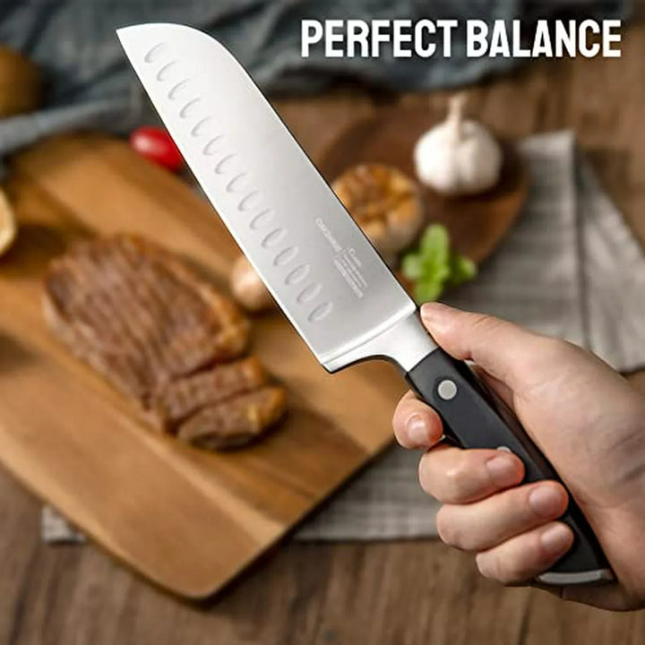 Cuchillo Santoku 7 , Acero Alemán, Compatible Con Carne, Ver