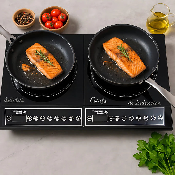 Estufa Induccion 110v 2 Puestos Sobre Poner Y Empotrar 800w Color Negro