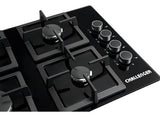 Estufa De Empotrar Challenger 4 Puestos Gas Vidrio Sq 6759 Color Negro
