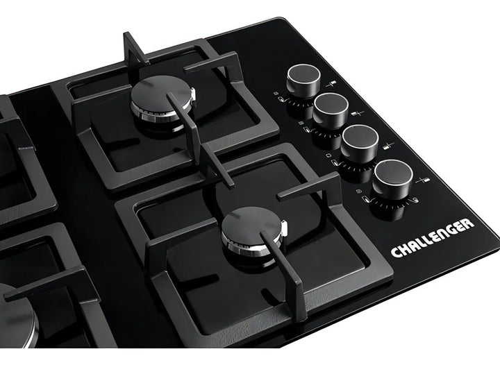 Estufa De Empotrar Challenger 4 Puestos Gas Vidrio Sq 6759 Color Negro