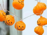 Guirnalda 10 Led Calabazas Extensión Halloween 2mt Pilas Aa