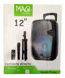 Parlante 12 Pulgada Magi C/directa/recargable Base+microfono Negro