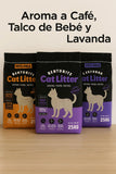 Arena Gatos Premium Control Olor Doble Aroma Talco Bebé 25kg