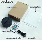 Lámpara De Noche Led 3d Balon Voleibol Regalo Holograma - Negro