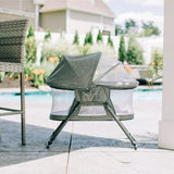 Cuna Mecedora Portátil Con Dosel Removible, Gris Tweed