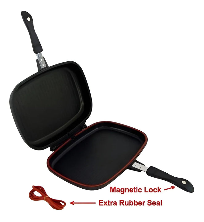 Sartén Doble Parrilla Dessini Italiana Antiadherente 36 Cm Color Negro