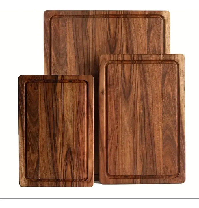 Tabla Picar Servir Teca Profesional Sellada Cera Abeja 28x40 Lisa Marrón