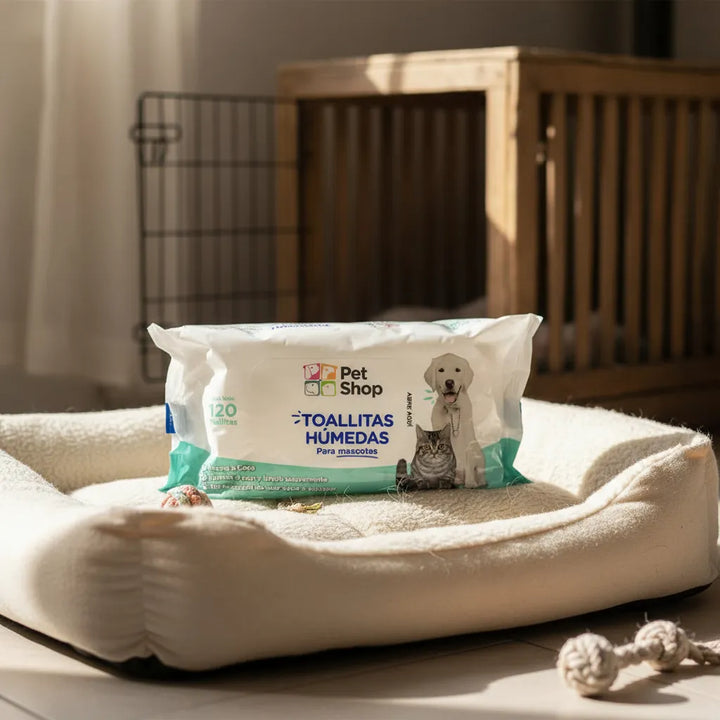 120 Pañitos Humedos Mascota Aloe Pet Shop Sin Irritacion No Aplica Unica
