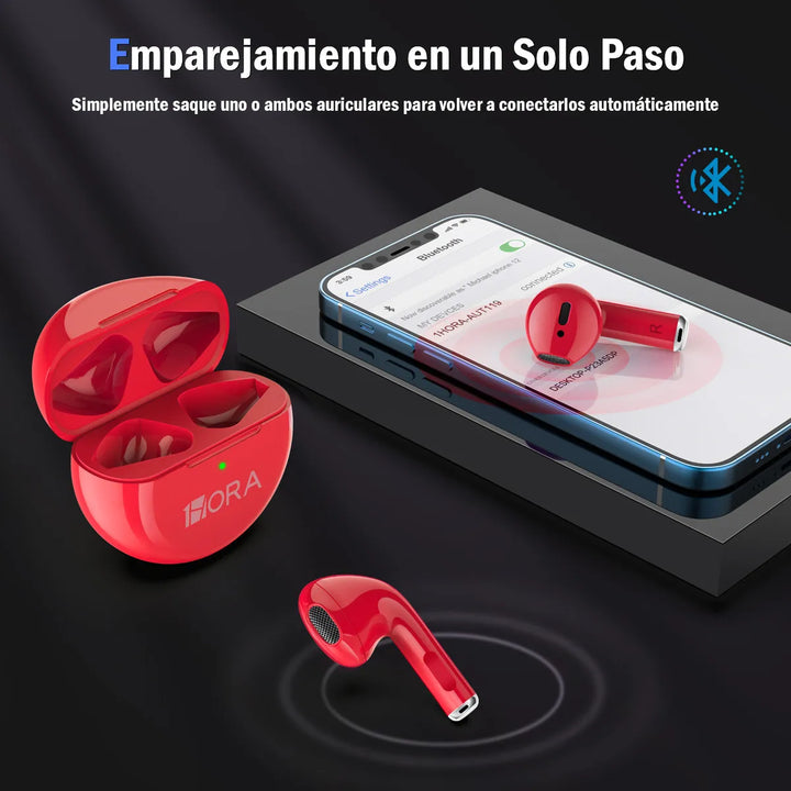 Audífonos In-ear Bluetooth Auriculares 1hora Aut119 Color Rojo
