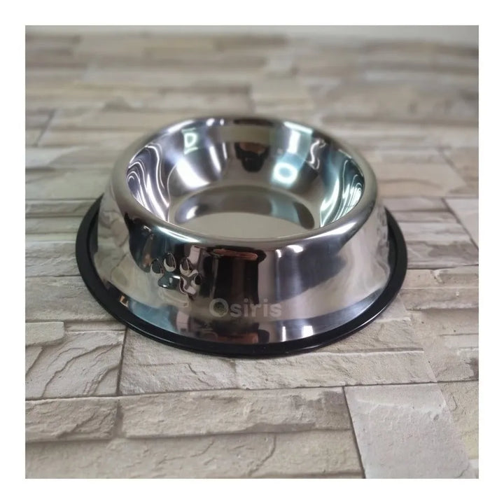 Comedero Plato Coca En Acero Inoxidable Para Perros Y Gatos Plateado