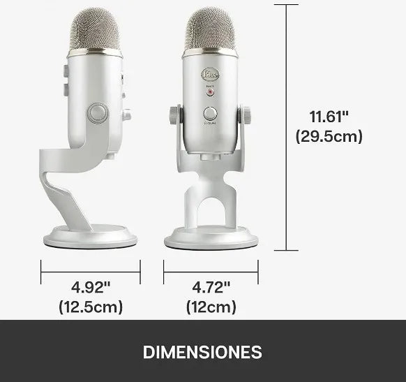Micrófono Blue Yeti Condensador Omnidireccional color silverS