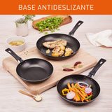 Juego De 3 Sartenes Imusa De 18,20 Y 24 Cm Color Negro