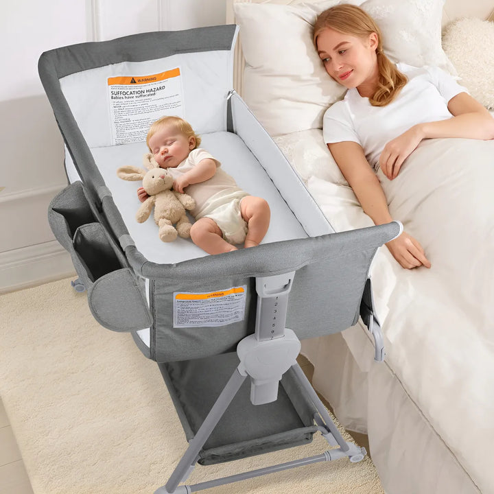 Cuna Portátil Ajustable Con Ruedas Y Colchón Para Bebé