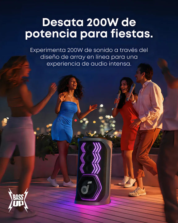 Parlante Bluetooth Soundcore Rave 3s Con 2 Microfonos 200w Color Negro
