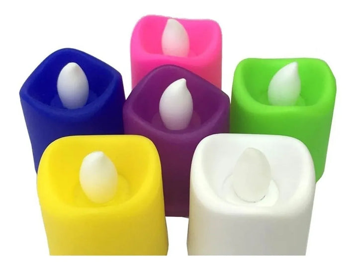 6 Velas Led Multicolor Pilas Navideñas Luz Rgb Iluminación