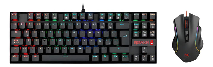 Kit Gamer Redragon Kumara K552 Español + Mouse Grifin Rgb Color Del Mouse Negro Color Del Teclado Negro