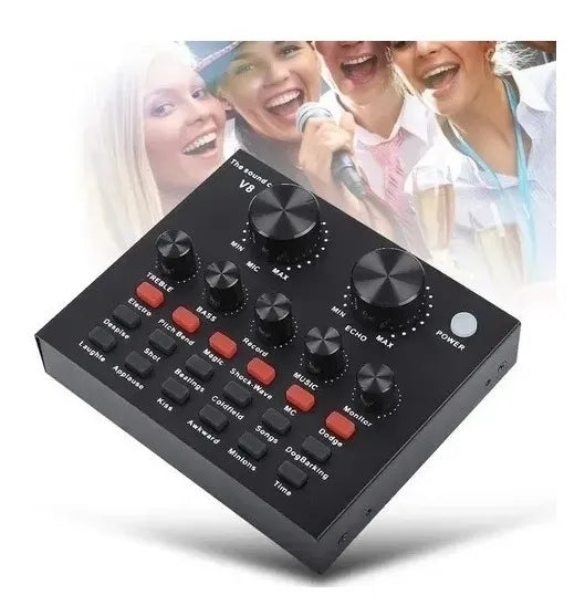 Tarjeta Sonido Externa V8 Transmisión Mic Aux Audif Equalize