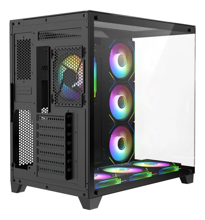 Chasis Gabinete Gamer Iceberg Crystal Cube Xl Negro X7 Fan Argb
