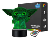 Lámpara Led 3d Star Wars Baby Yoda Grogu Holograma Regalo Negro