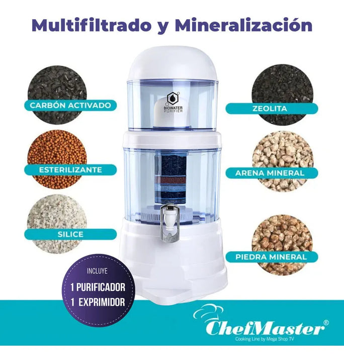 Filtro De Agua Chef Master + Exprimidor Manual De Frutas Blanco