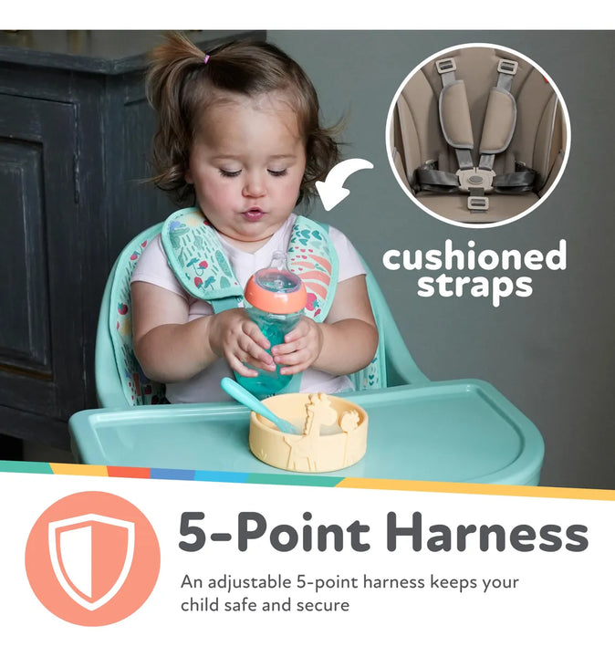 Silla Alta 4 En 1 Para Bebé Ajustable Con Bandeja Gris