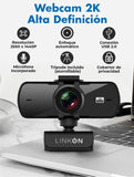 Webcam Camara Web Linkon 2k 1440p Usb Microfono + Tripode Color Negro