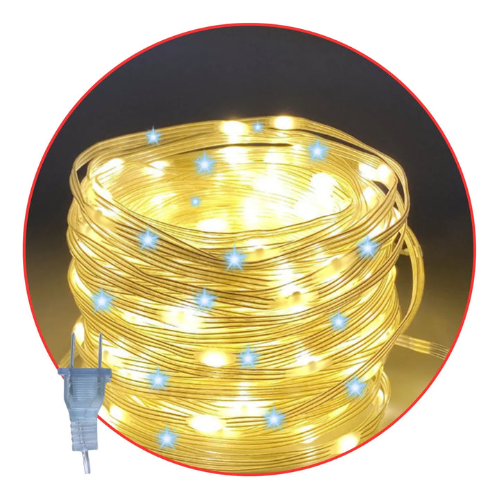 Instalación Lineal New Flash Led Con Destellos 30mt Navideña Cálida