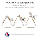 Silla Alta Plegable 3 En 1 Para Bebés Y Niños Gris Claro