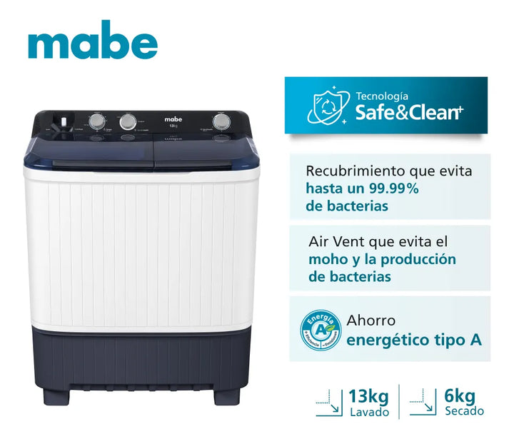 Lavadora Semiautomática 13kg Mabe Lmd3123hbab0