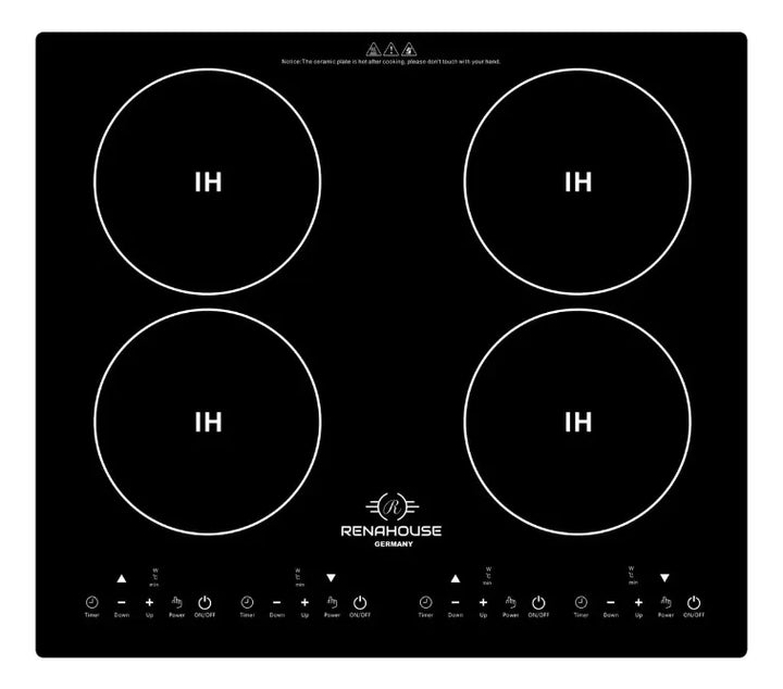 Estufa De Inducción 4 Puestos Estufa Empotrable Digital Cristal Negro