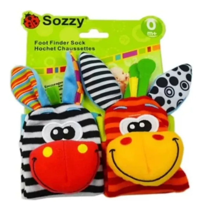 Sonajeros Bebés Manos Y Pies Medias Y Manillas Estimulación Varios Jirafa Y Cebra