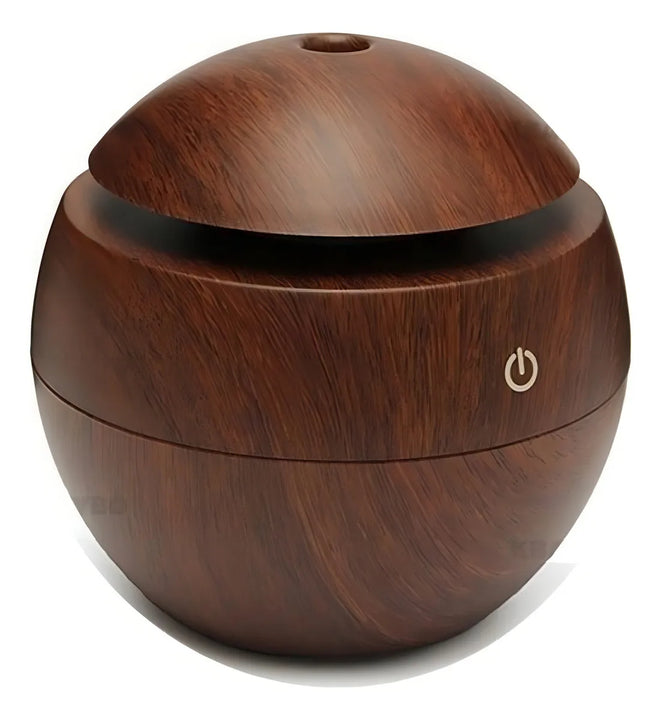 Difusor Aromas USB Humidifer 130ml Ultrasonico Madera Oscuro Esfera