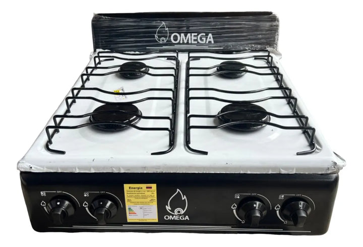 Estufa 4 Puestos Mesa Acero Inoxidable 2 Fogones Rapidos Gn Negro