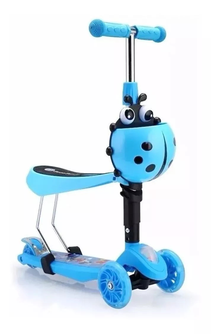 Patineta Scooter Aluminio Silla 3 En 1 Canasta Mariquita