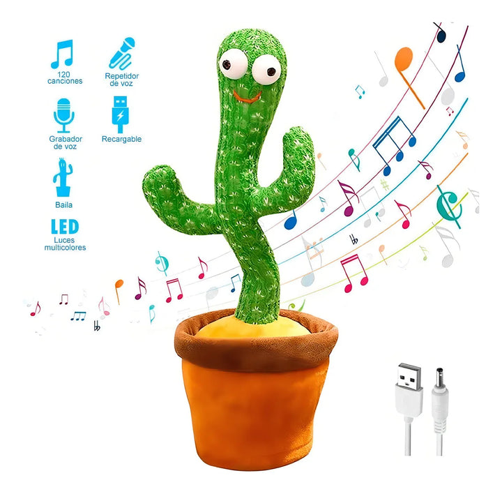 Cactus Bailarín GTI Toy Imita Voz Sonidos Recargable Usb 31cm Baila