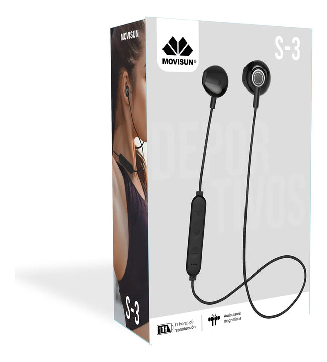 Audífonos Bluetooth Movisun S3 Magnético Color Negro