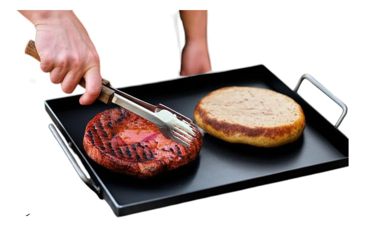 Plancha Asar 60x40cm Metalica Carnes Arepas Hamburguesas Negro