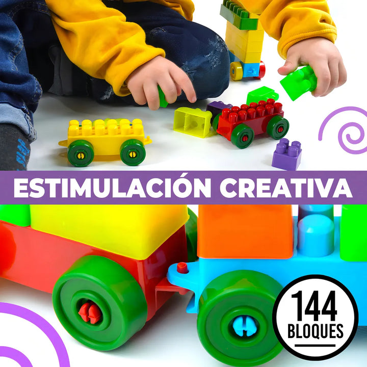 Combo 2 Sets de Armotodo x 72 Bloques C/U – 144 Piezas en Total, Colores Surtidos, Estimula Creatividad y Desarrollo Infantil, Incluye Tulas con Cremallera para Fácil Transporte