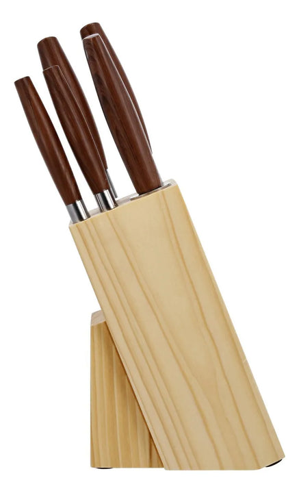 Bloque Cuchillos Imusa Talent Madera 4 Cuchillos + Afilador Color Marrón