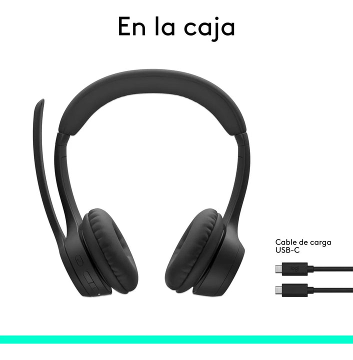 Logitech Zone 300, Diadema Bt Inalámbrica, 2 Micrófonos, Blk Color Negro Luz Blanco