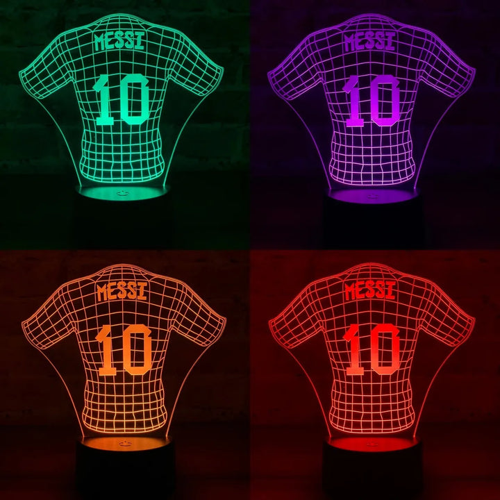 Lámpara Led Messi Camiseta Uniforme Fútbol Regalo Holograma Negra