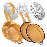 Combo 2 Sartenes Dobles Wok con Parrilla Asar y Vapor Chef Master Antiaderente y Ergonómico Sistema de Cocción Multifuncional para Freír Hornear Asar y Cocinar al Vapor Incluye Tapa y Accesorios Pack