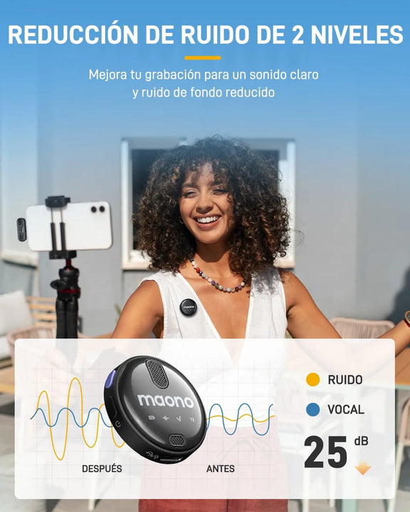 Maono Microfono Lavalier inalámbrico Maono Wm620 Pc2 para android color negro