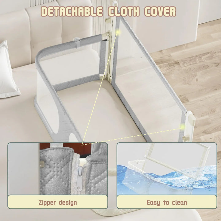 Cuna Portátil 3 En 1 Para Bebé Cama Lateral Ajustable Gris